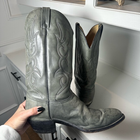 Vintage J Chisholm Drover Series Handmade USA Gray Western Cowboy Men’s 11 - Picture 7 of 9
